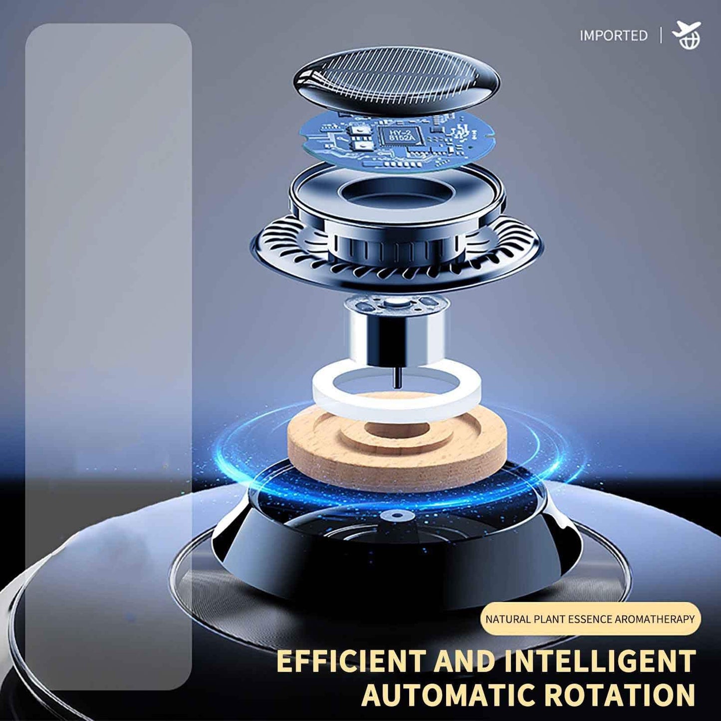 Car Air Freshener, Solar Rotating Car Essential Oil Diffuser, Car Interior Decor Accessories, Odor Eliminator For Car Office Home Car Aromatherapy Car Essential Oil Diffuser Auto Diffuser