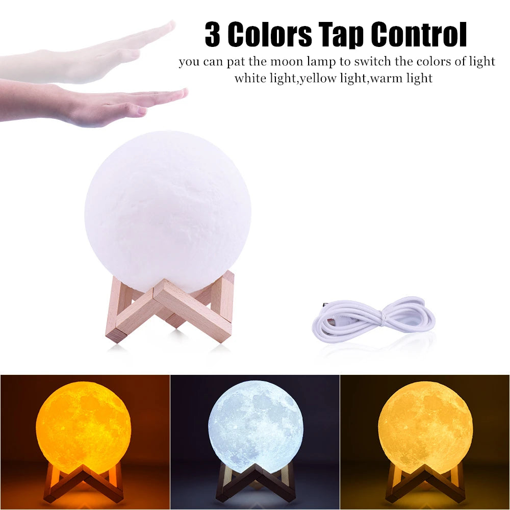 3D Printing Moon Lamp - Rechargeable LED Night Light