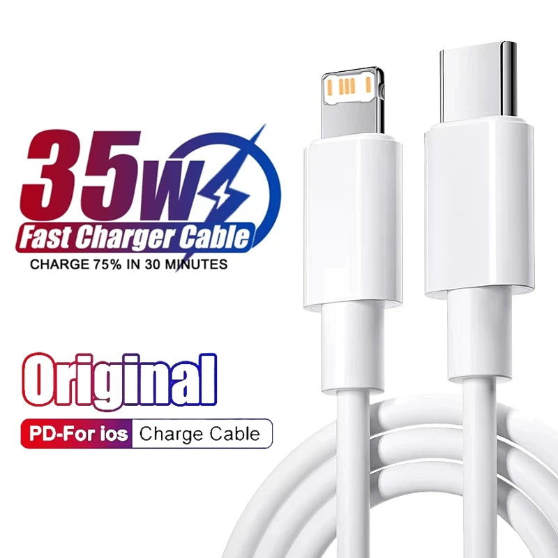 35W PD Fast Charging Cable for iPhone 14 Plus, 13, 12 mini, 11 Pro XS Max XR X, USB-C to Lighting Quick Charger Data Cable