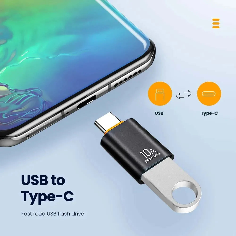 10A OTG USB 3.0 to Type C Adapter - Fast Charging & Data Transfer USB C Male to USB Female Converter for Macbook, Xiaomi, Samsung