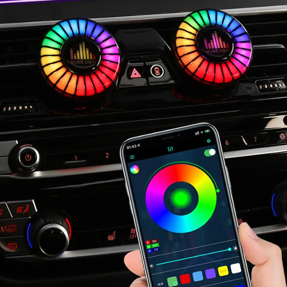 Car Music Rhythm Lamp Air Freshener - RGB 256 Colors Sound Voice Rhythm Atmosphere Light