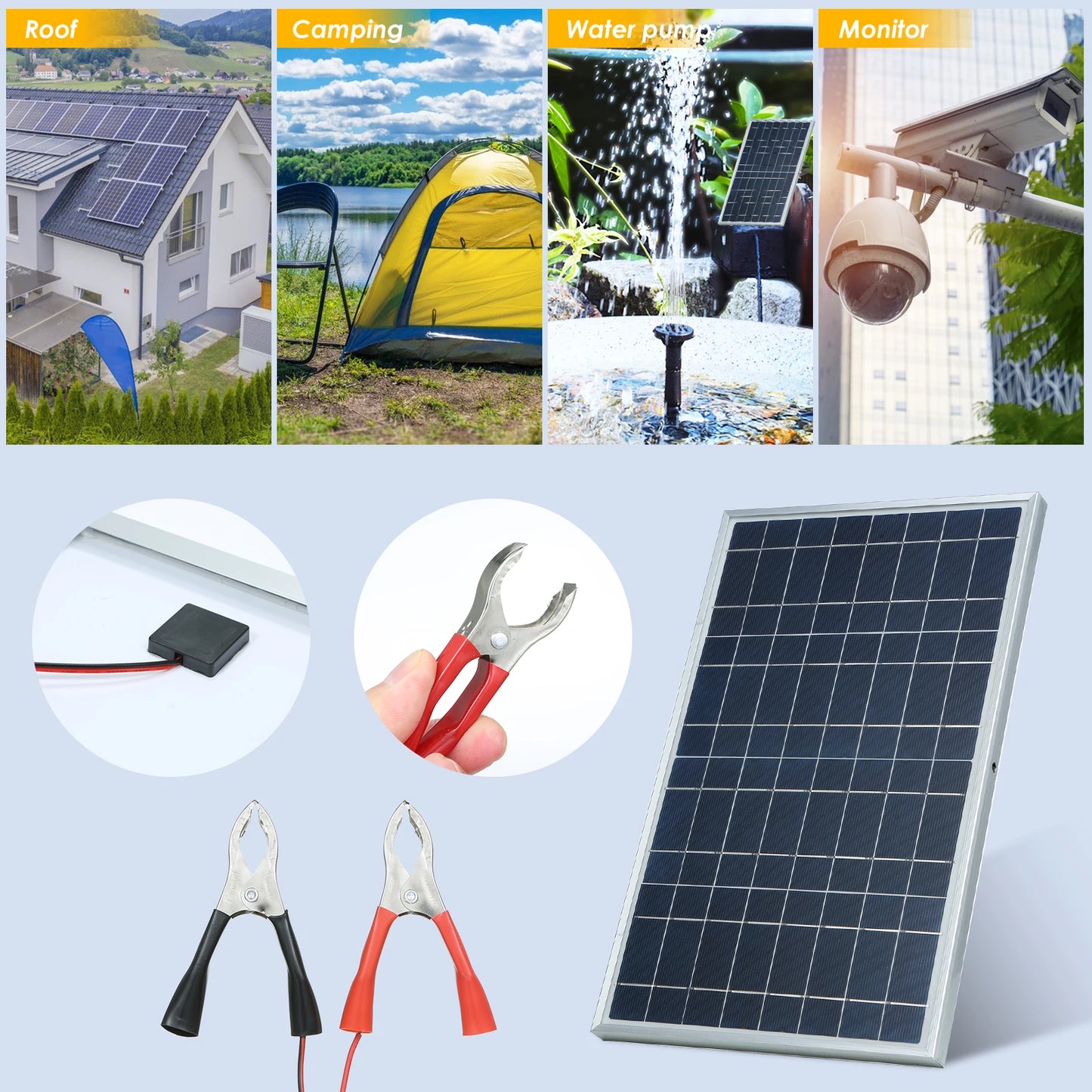 300W Portable Solar Panel 12V - Outdoor Rechargeable Solar Kit, Household Solar Generator, RV Power Supply, Solar Charger