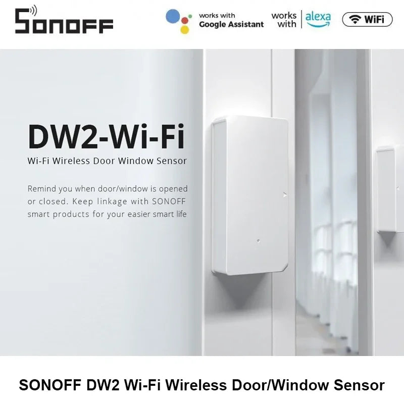 SONOFF DW2 Smart Home Security WiFi Door and Window Sensor - Works with Alexa and Google Home