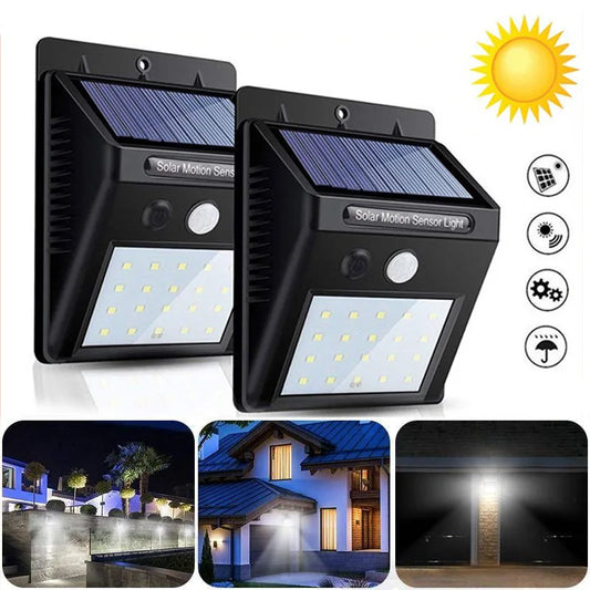 LED Solar Light PIR Motion Sensor Wall Lights - Waterproof Outdoor Solar Lamp Wireless Solar Powered Street Light for Garden Decor