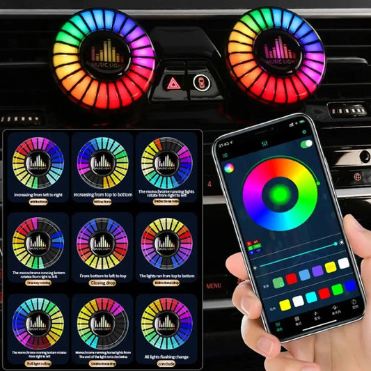 Car Music Rhythm Lamp Air Freshener - RGB 256 Colors Sound Voice Rhythm Atmosphere Light