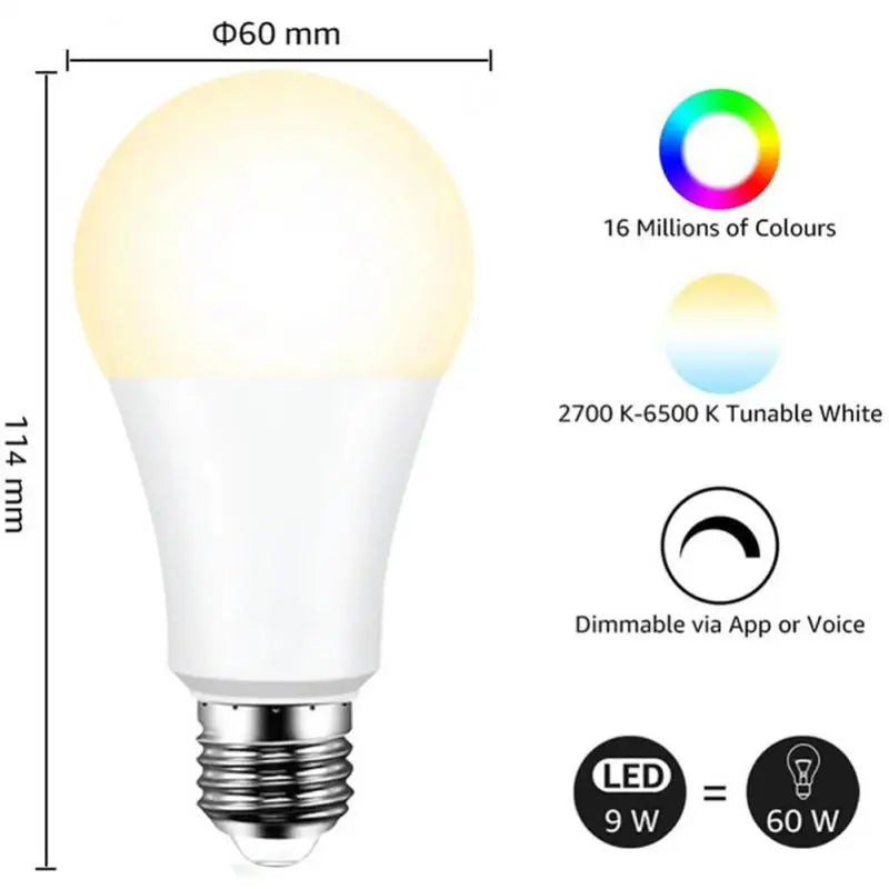 Tuya ZigBee Smart LED Bulbs RGB C+W White Dimmable Lamps Smart Life APP Control Light E27 Bulbs Voce Alexa Google Home