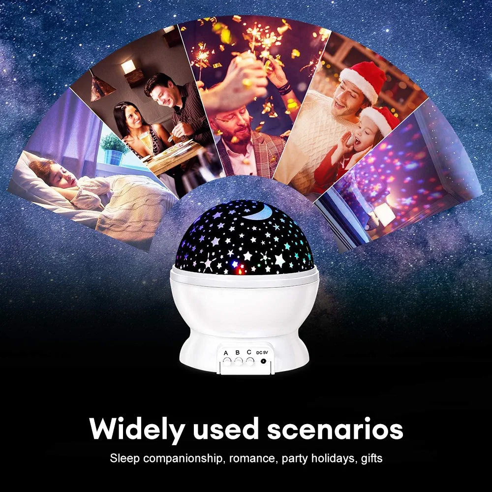 Starry Sky Projection Night Light - Rotating LED Sky Projector