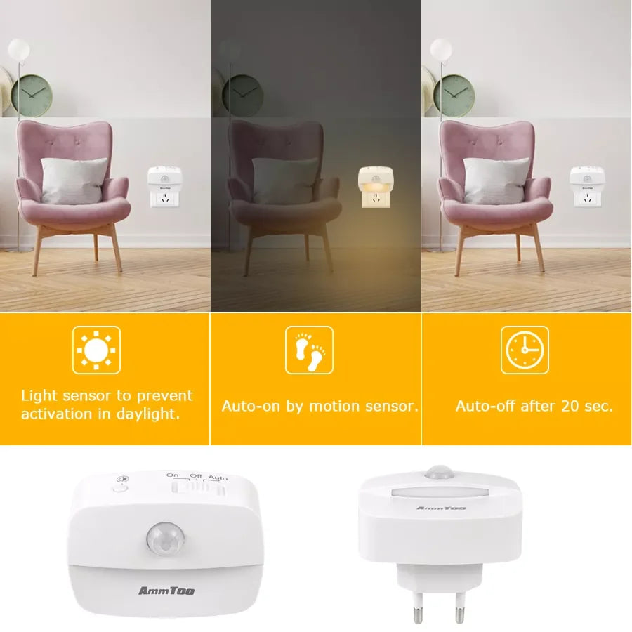 Aubess Smart Plug LED Night Light with Motion Sensor