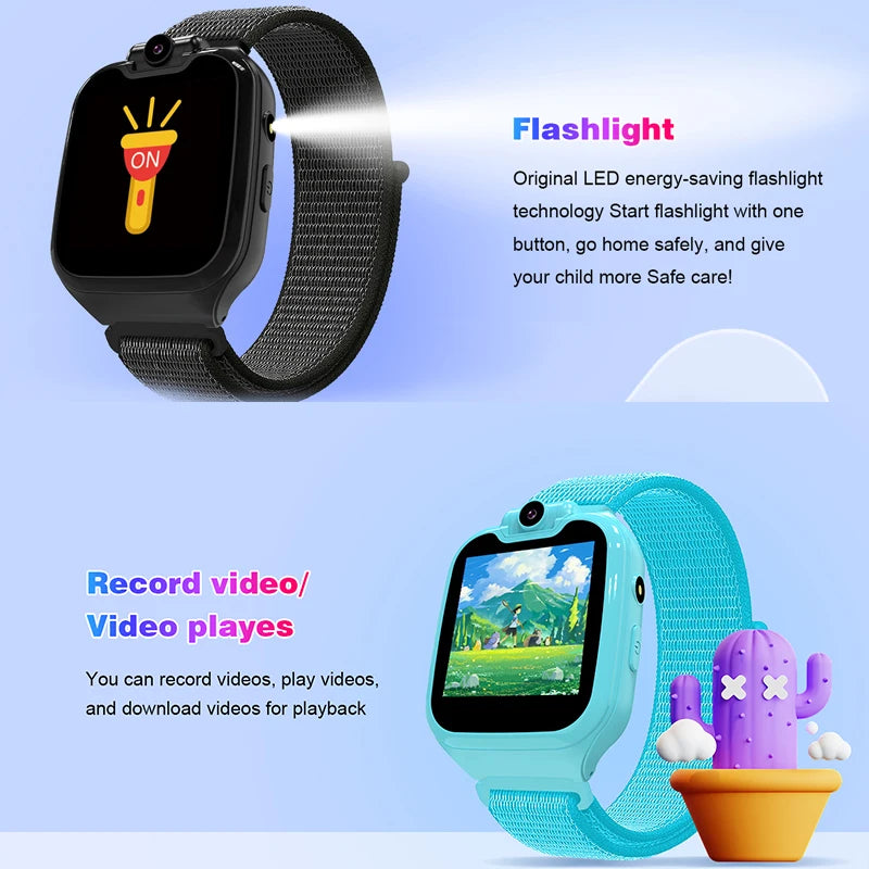 1.54inch Kids Smart Phone Watch with 16 Games, Rotatable Camera, and Nylon Strap