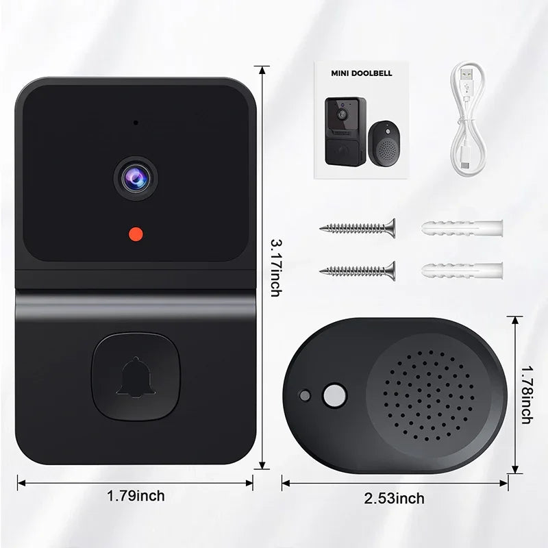 WiFi Video Doorbell with HD Camera, PIR Motion Detection, IR Alarm, Wireless Intercom for Smart Home Security