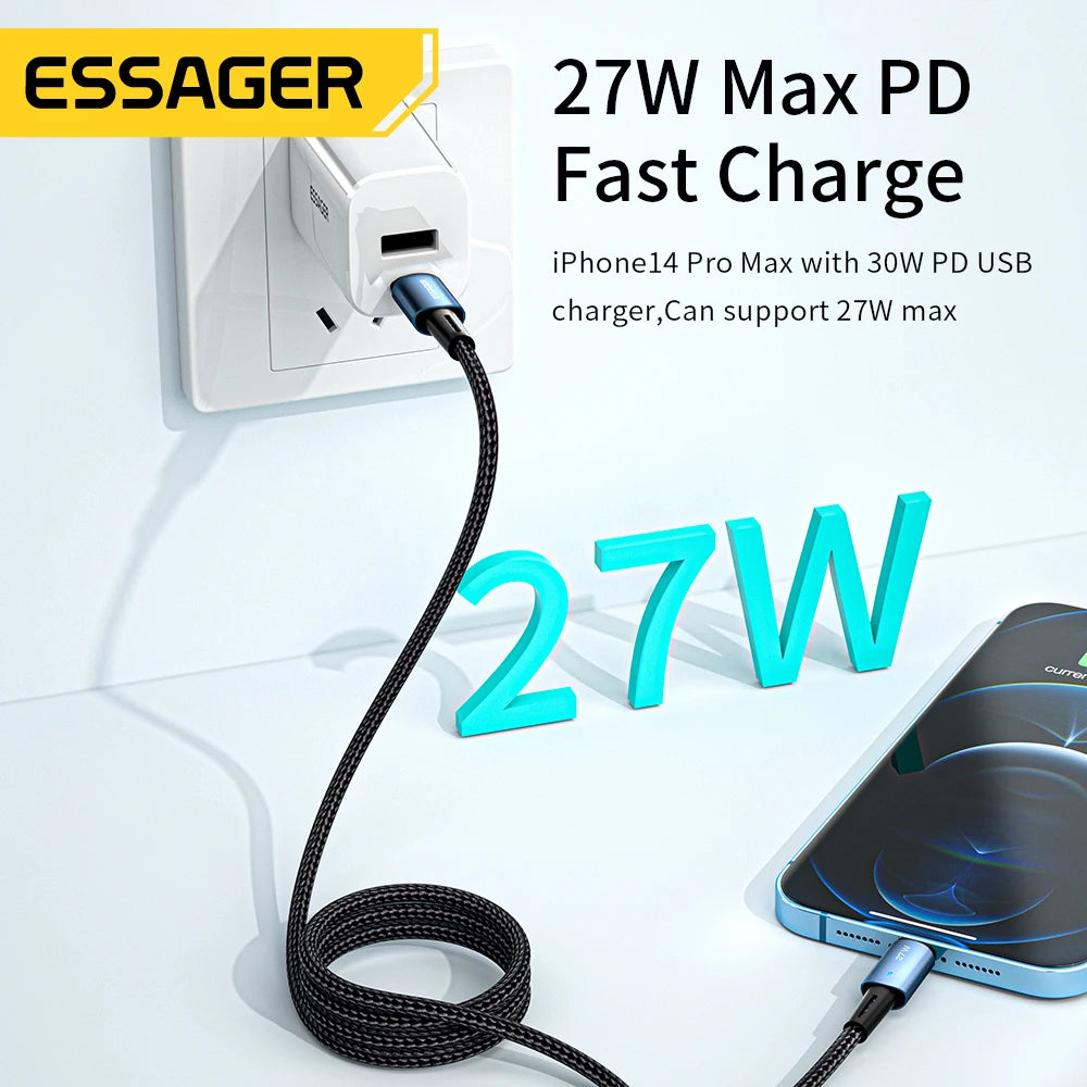 Essager USB C Cable For IPhone 14 13 12 11 pro Max XS 20W Fast Charging Cable Type C To Lighting Date Wire For iPad Macbook