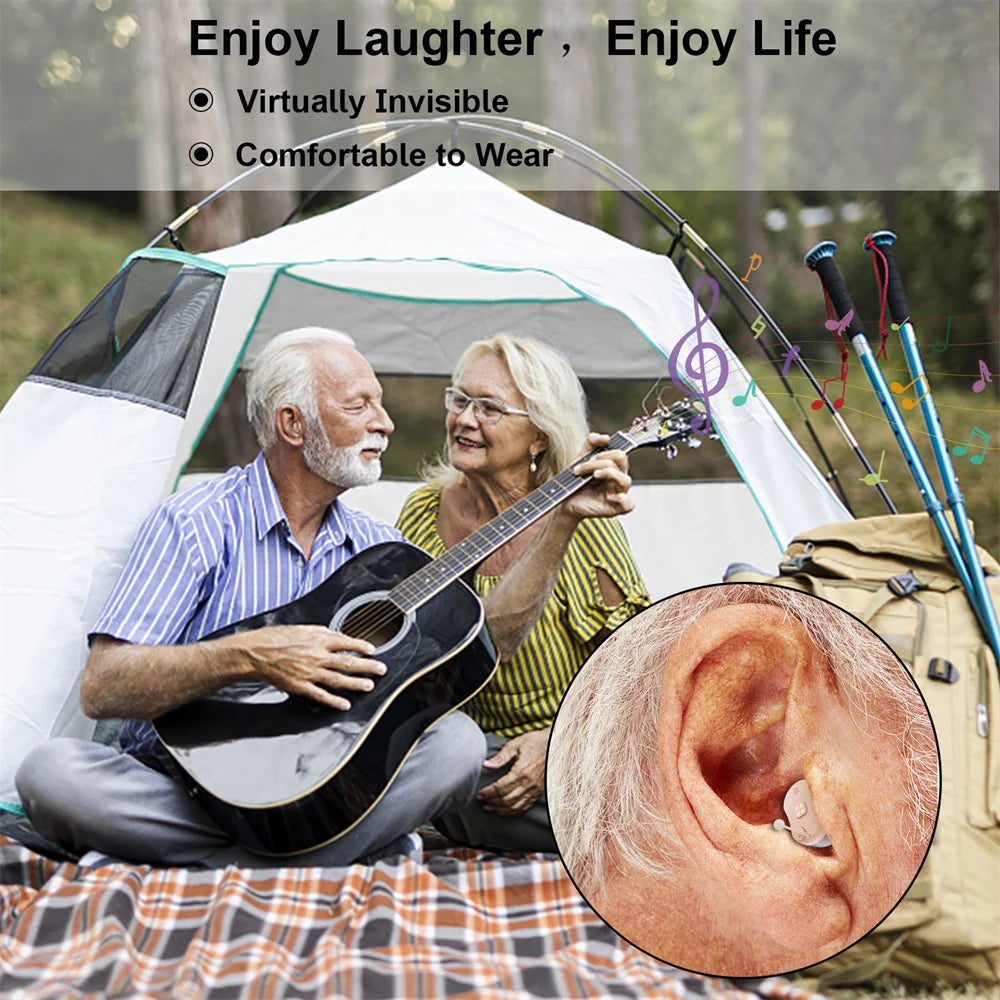 Rechargeable Digital Hearing Aids - Low Noise, Mini Wireless Sound Amplifier for Severe Hearing Loss