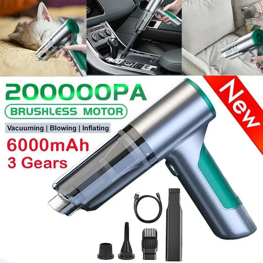 200000Pa Wireless Portable Car Vacuum Cleaner - 3 in 1 Handheld Vacuum Pump for Home & Car Accessories