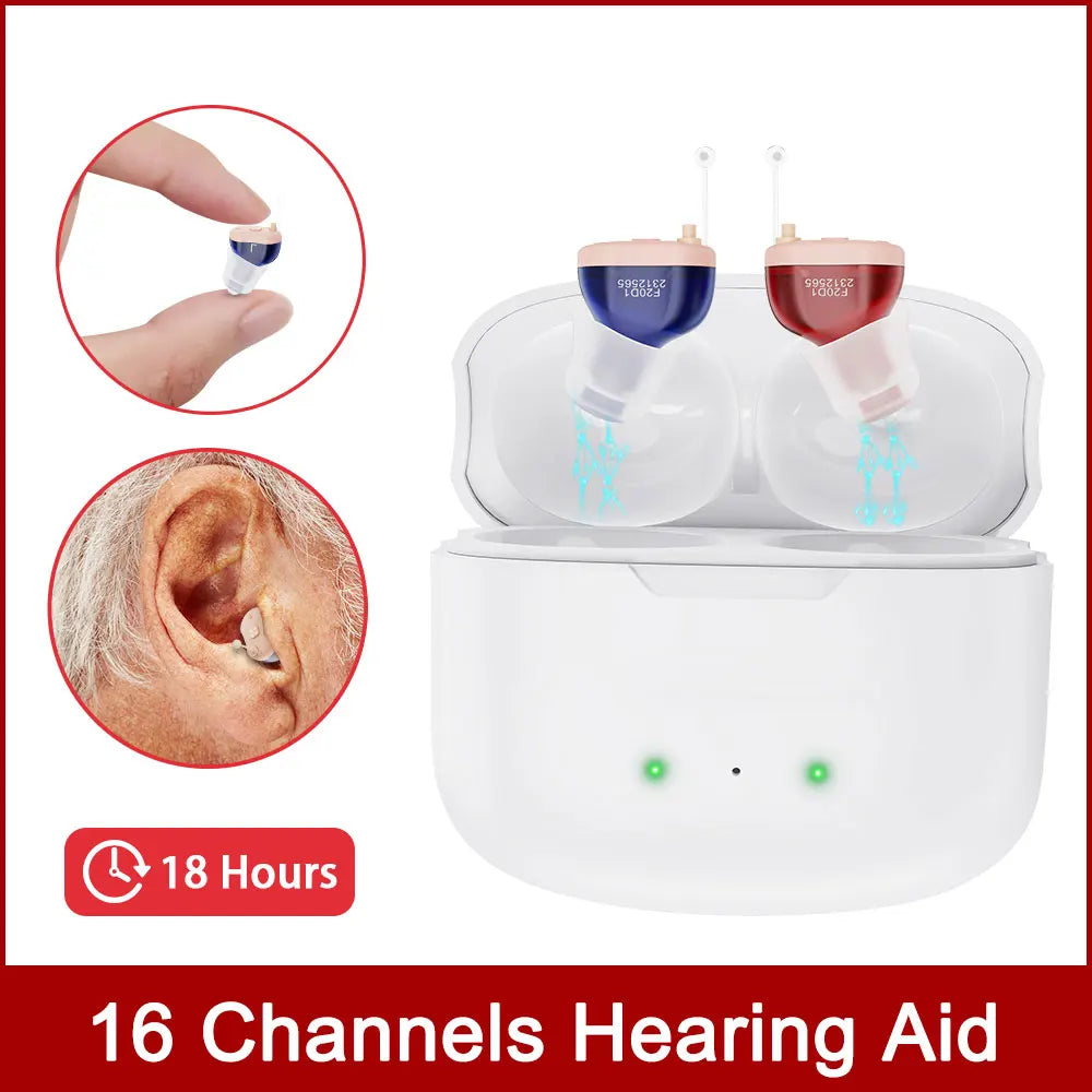 Rechargeable Digital Hearing Aids - Low Noise, Mini Wireless Sound Amplifier for Severe Hearing Loss