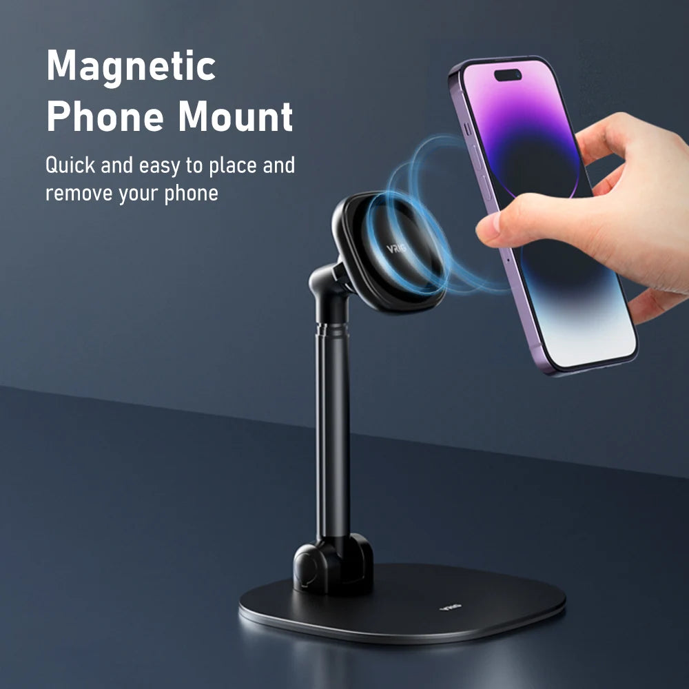 Foldable Desktop Phone Stand, Magnetic Phone Mount - Adjustable Height