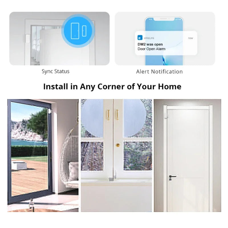 SONOFF DW2 Smart Home Security WiFi Door and Window Sensor - Works with Alexa and Google Home