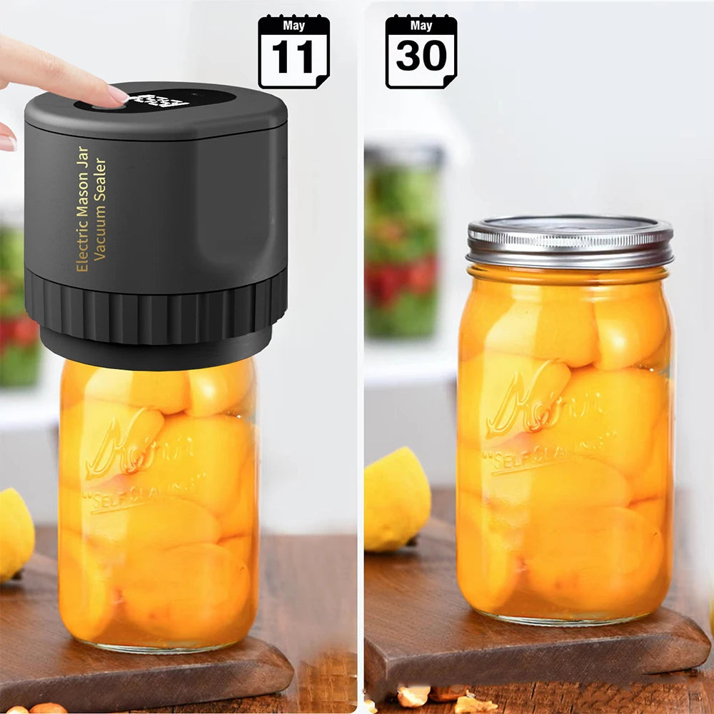 Electric Mason Jar Vacuum Sealer Kit Cordless Automatic Jar Sealer Kit with Mason Jar Lids for Food Storage and Fermentation