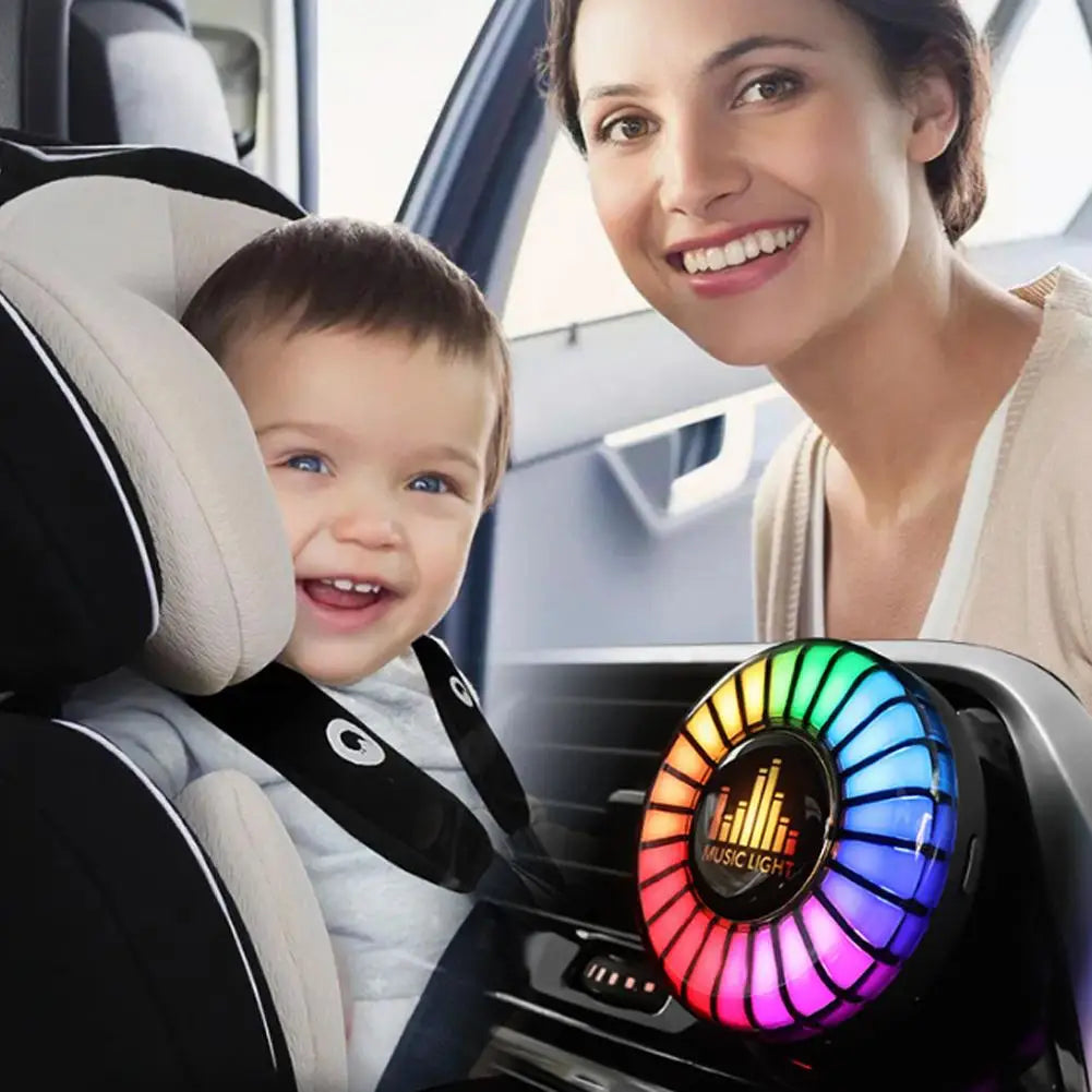 Car Music Rhythm Lamp Air Freshener - RGB 256 Colors Sound Voice Rhythm Atmosphere Light