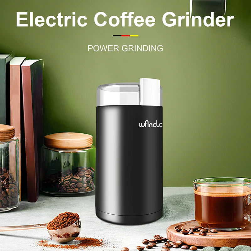 Electric Coffee Grinder with Stainless Steel Blades and Pure Copper Motor