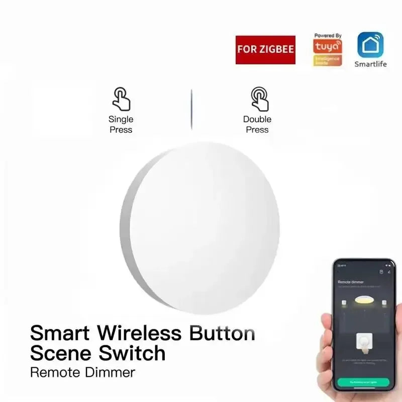 Tuya ZigBee Smart Button Scene Switch, Multi-Scene Linkage Wireless Key Switch, Battery Powered Automation, Requires Zigbee Gateway