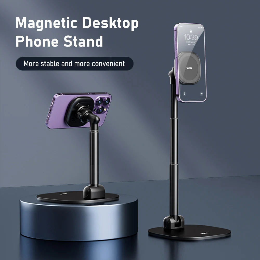 Foldable Desktop Phone Stand, Magnetic Phone Mount - Adjustable Height