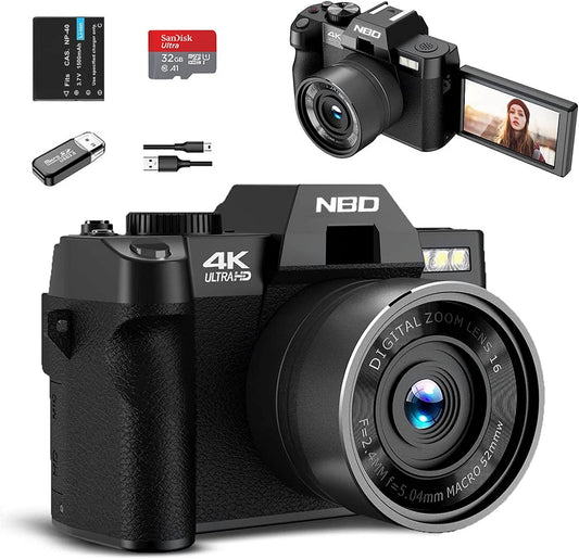 4K Digital Camera for Photography and Video - Vlogging Camera with Wide Angle & Macro Lens