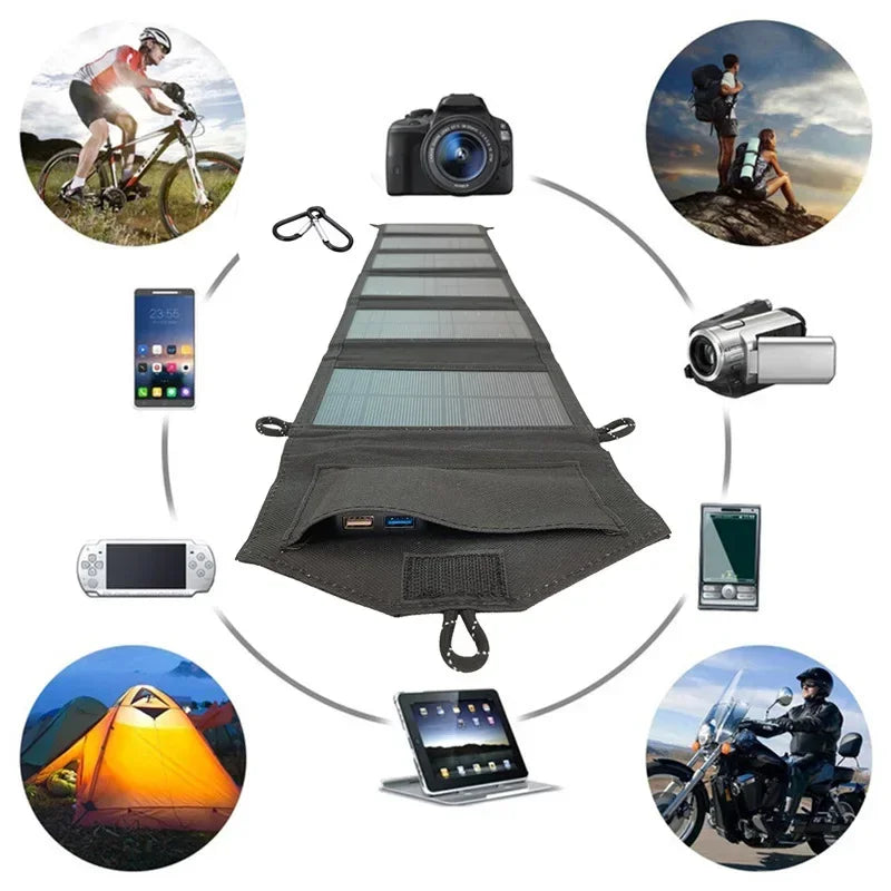 800W Foldable Solar Panel - Portable 6-Fold Solar Charger with USB 5V DC, Mobile Power Supply