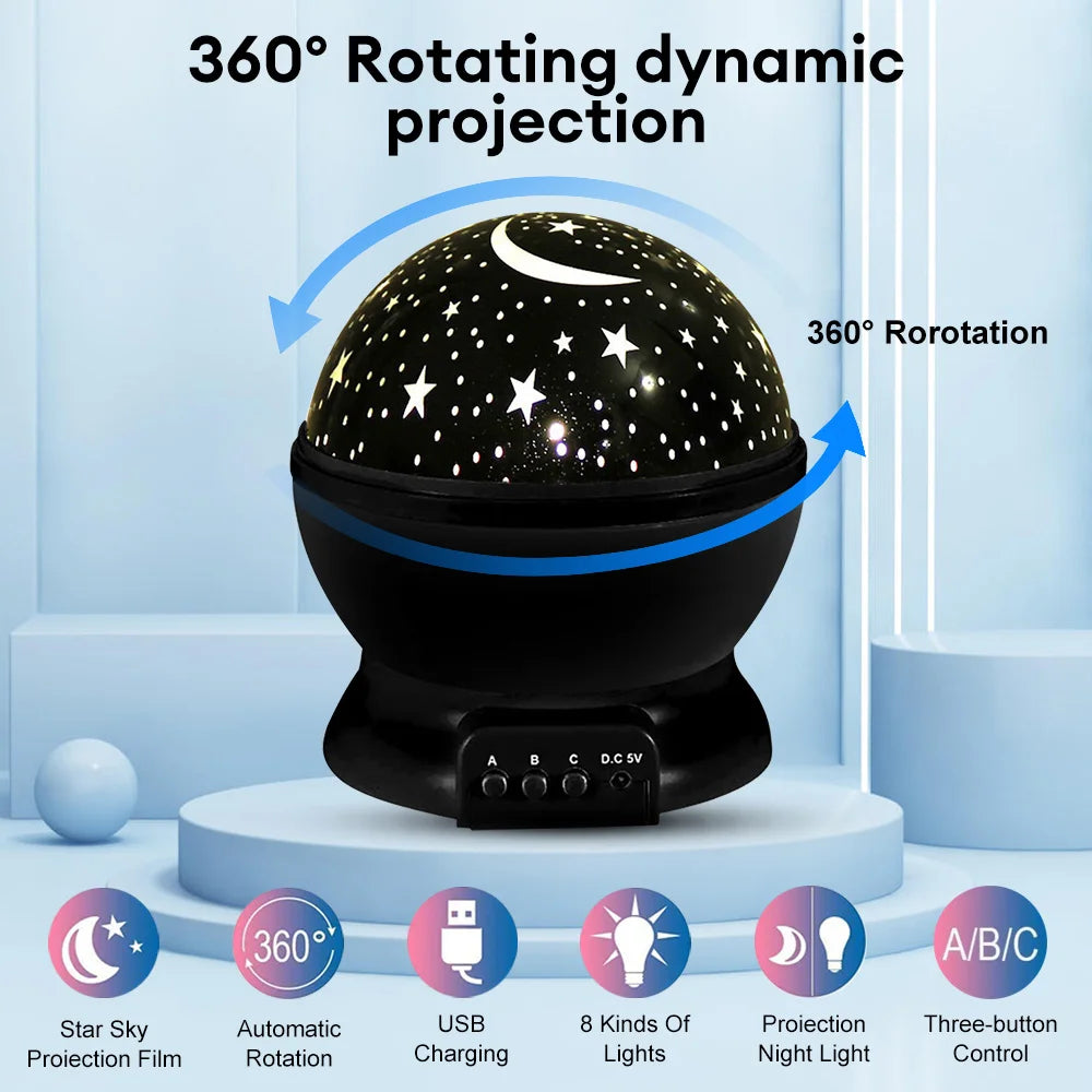 Starry Sky Projection Night Light - Rotating LED Sky Projector