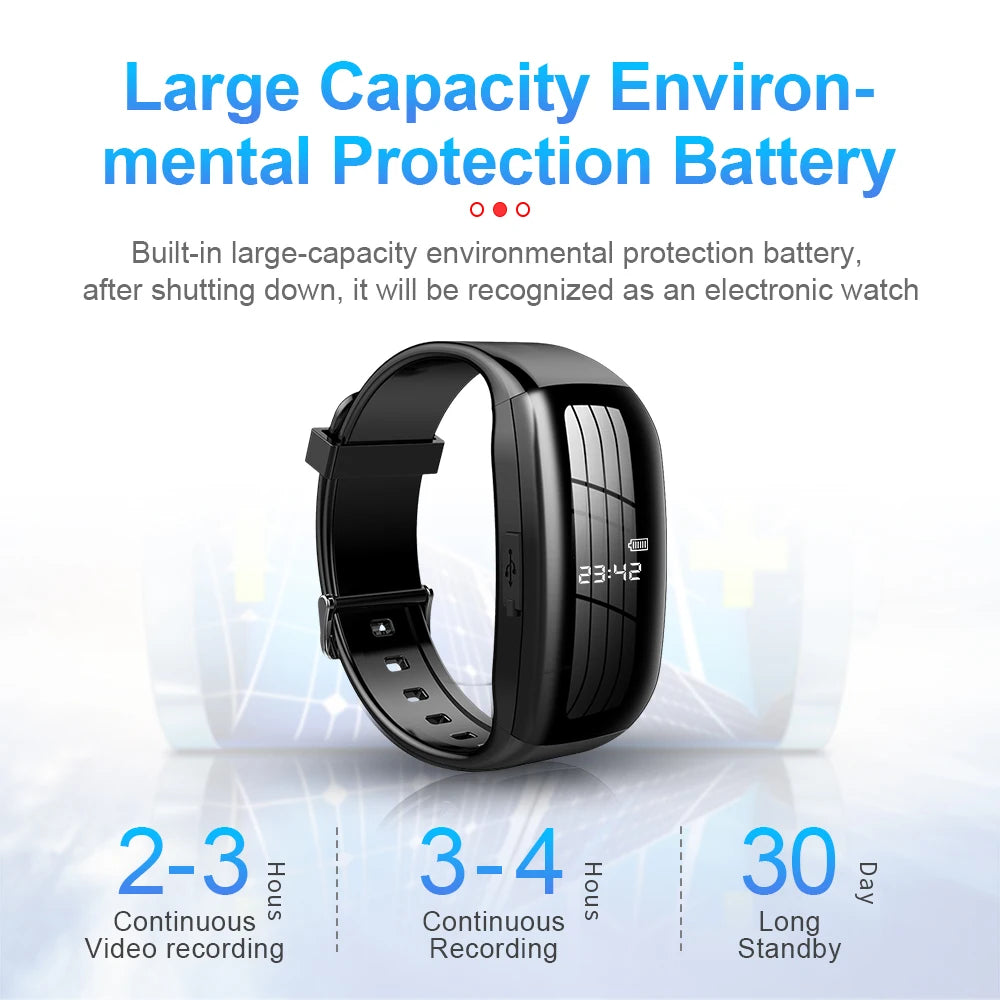 Smart Recording Wristband D5/D6 - Digital Audio Recorder with 8GB Memory, 1080P Camera, and Date-Time Display