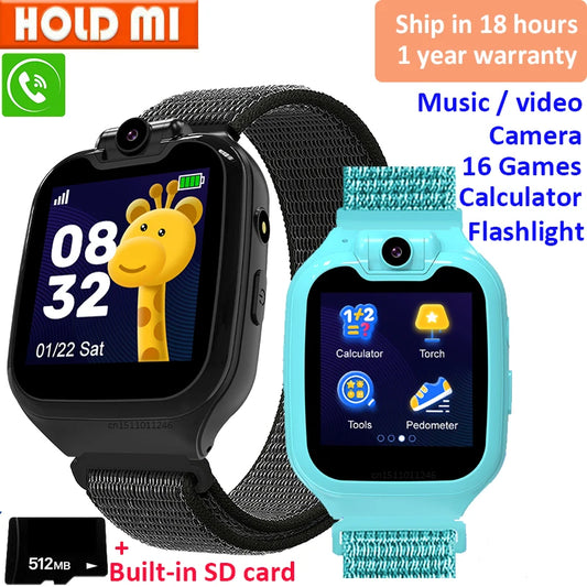 1.54inch Kids Smart Phone Watch with 16 Games, Rotatable Camera, and Nylon Strap