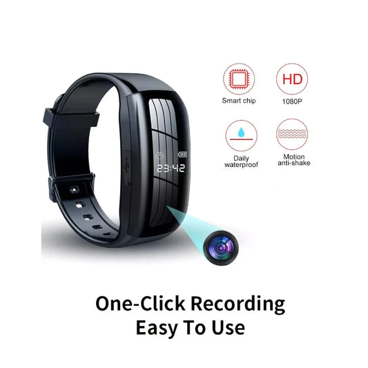 Smart Recording Wristband D5/D6 - Digital Audio Recorder with 8GB Memory, 1080P Camera, and Date-Time Display