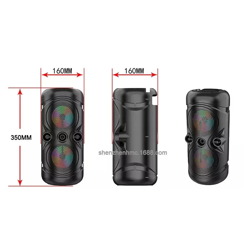 Double 4-Inch Bluetooth Speaker with Colorful Lights and MIC