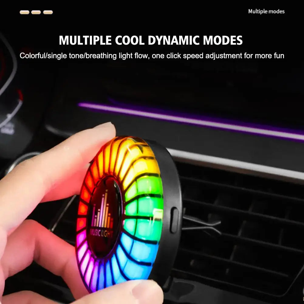 Car Music Rhythm Lamp Air Freshener - RGB 256 Colors Sound Voice Rhythm Atmosphere Light