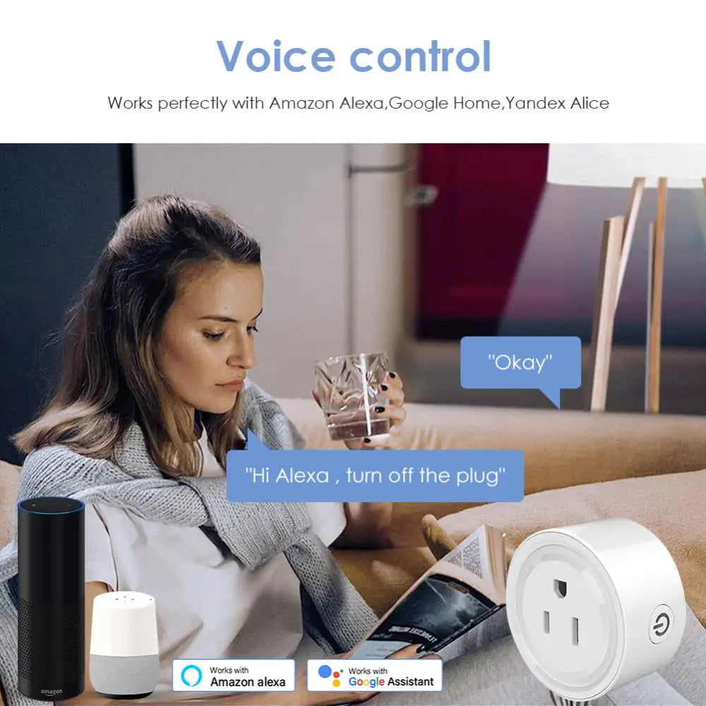 Tuya 10A Smart Plug - US WiFi Smart Socket for Voice Control with Smart Life APP, Alexa, and Google Home