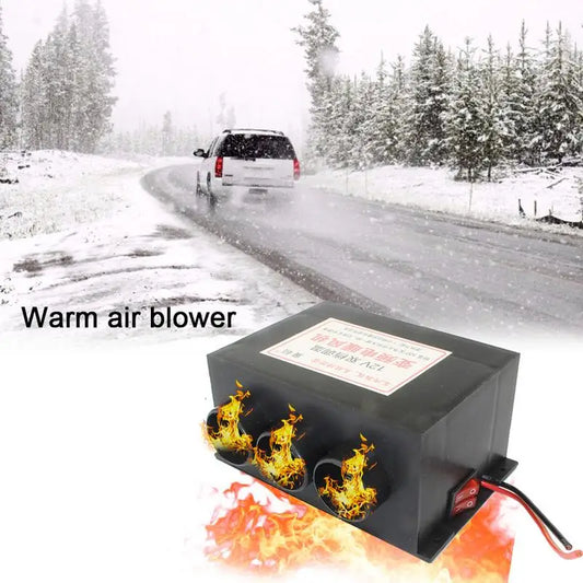 12V/24V Car Heater and Windshield Defroster - 3 Port Electric Auto Heater for Universal Car Accessories