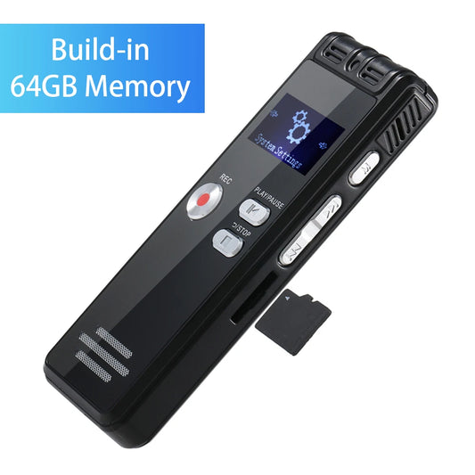 N15 Digital Voice Recorder with 64GB Memory - High-Quality Recording, LCD Display, USB Transfer, and Multilingual Support