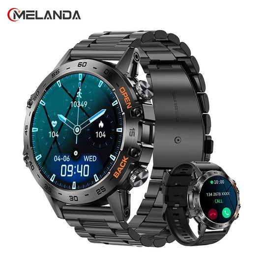 MELANDA Steel 1.39" Bluetooth Call Smart Watch - Sports Fitness Tracker, IP67 Waterproof, Compatible with Android and iOS