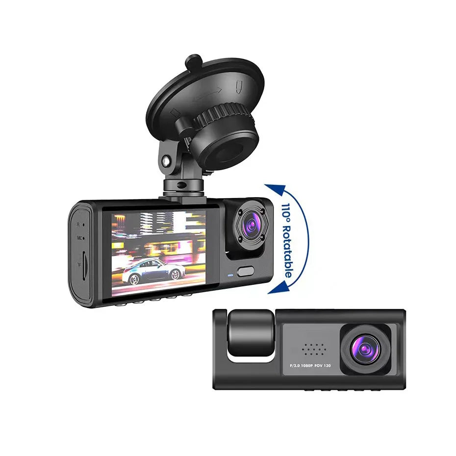 3 Channel Car DVR HD 1080P 3-Lens Dash Cam - Inside Vehicle Video Recorder