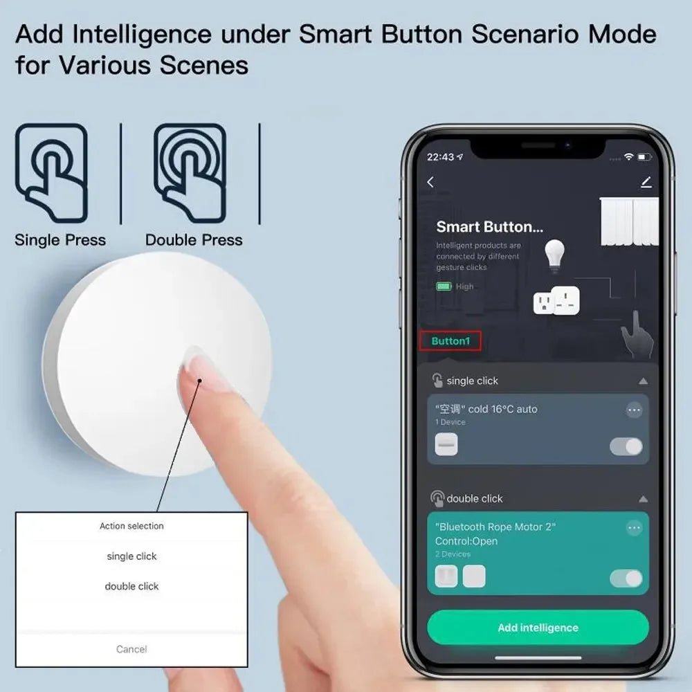 Tuya ZigBee Smart Button Scene Switch, Multi-Scene Linkage Wireless Key Switch, Battery Powered Automation, Requires Zigbee Gateway