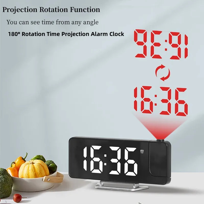 Digital Projection Alarm Clock with LED Display