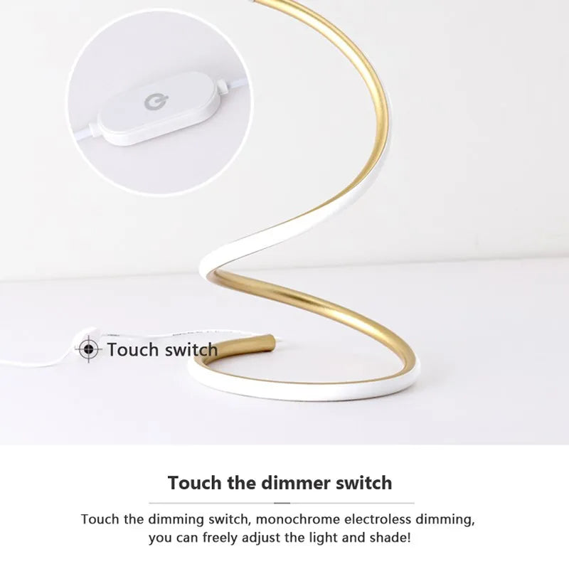 Modern LED Table Lamp with Dimmer Switch - Desk Light for Study, Reading, Bedside, Sofa Corner Decor