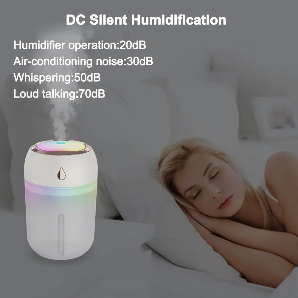 Portable Mini USB Air Humidifier with Aroma Diffuser and LED Fog Light