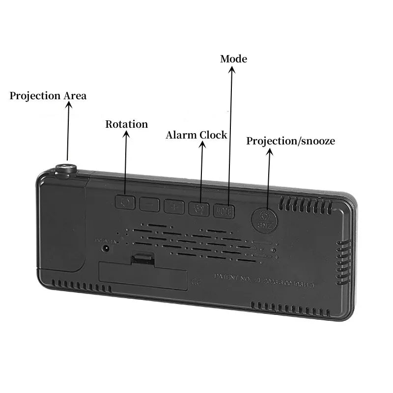 Digital Projection Alarm Clock with LED Display