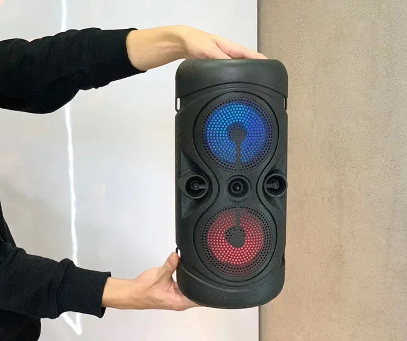 Double 4-Inch Bluetooth Speaker with Colorful Lights and MIC