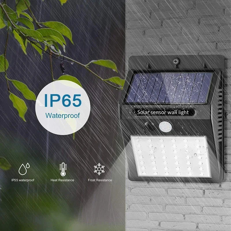 LED Solar Light PIR Motion Sensor Wall Lights - Waterproof Outdoor Solar Lamp Wireless Solar Powered Street Light for Garden Decor