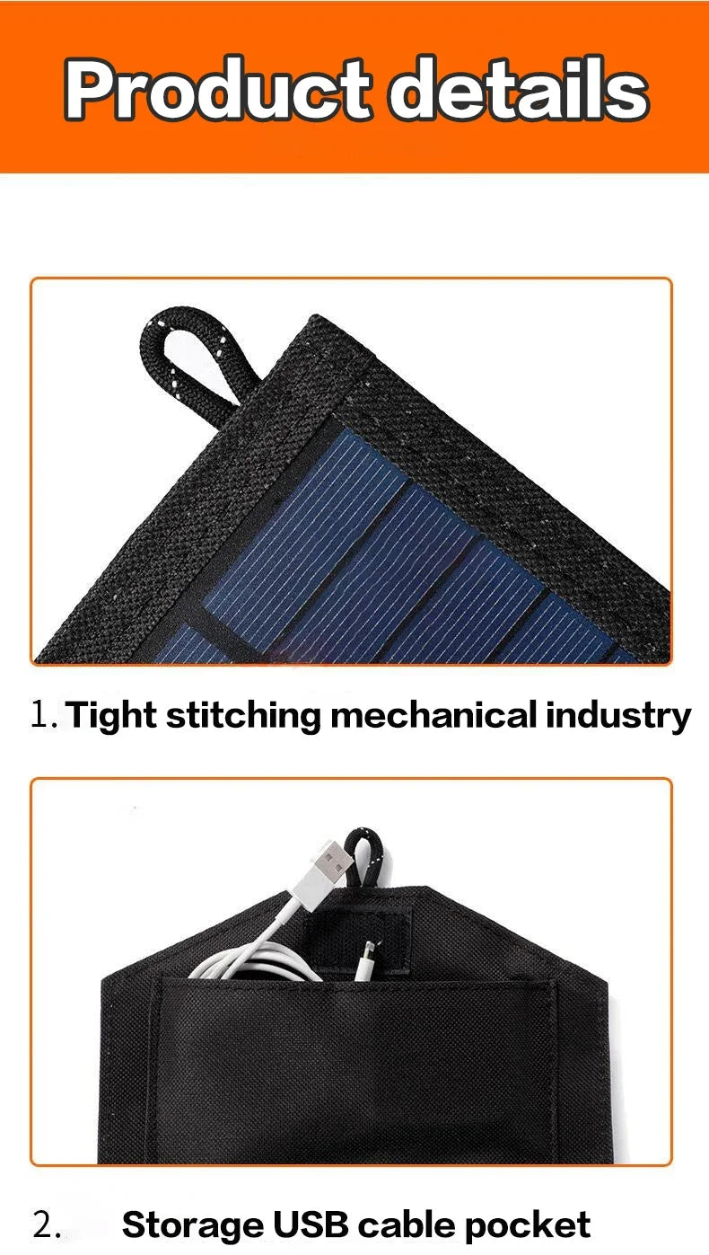 800W Foldable Solar Panel - Portable 6-Fold Solar Charger with USB 5V DC, Mobile Power Supply