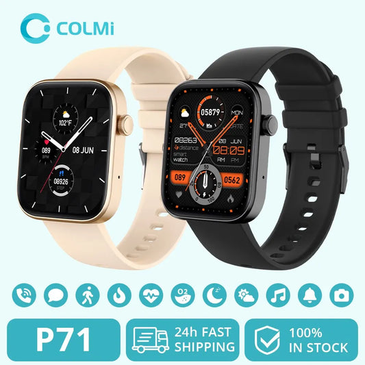 Smartwatch (COLMI P71) - Voice Calling, Health Monitoring, IP68 Waterproof, Smart Notifications, Voice Assistant for Men and Women