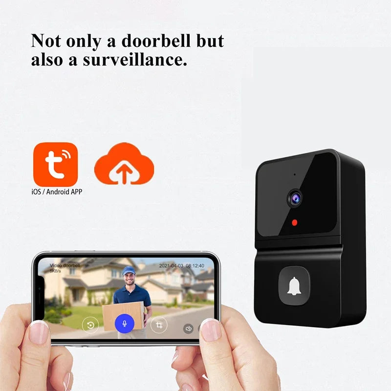 WiFi Video Doorbell with HD Camera, PIR Motion Detection, IR Alarm, Wireless Intercom for Smart Home Security