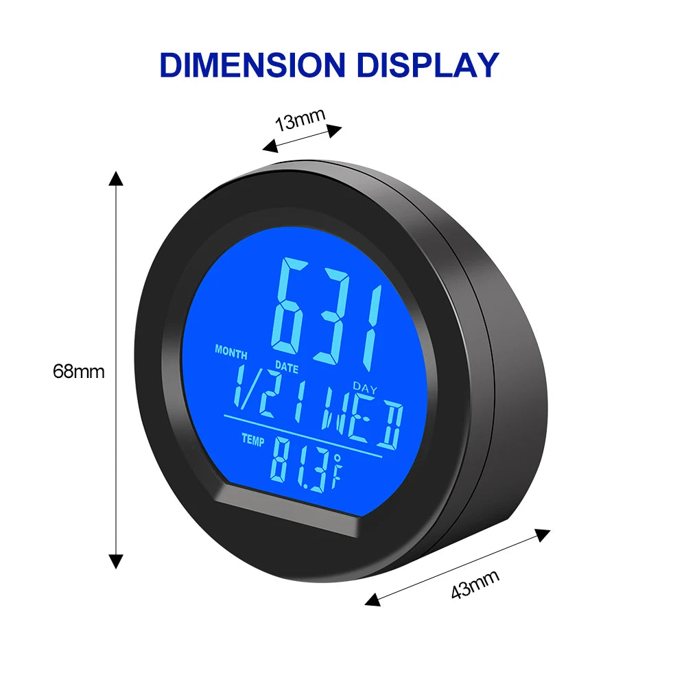 Solar Car Dashboard Thermometer and LED Digital Clock - Automotive Electronic Clock with Backlit Display and Luminous Car Accessories