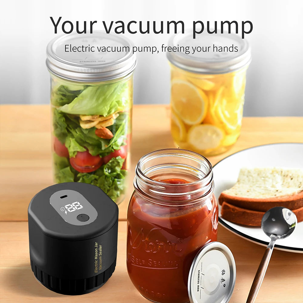 Electric Mason Jar Vacuum Sealer Kit Cordless Automatic Jar Sealer Kit with Mason Jar Lids for Food Storage and Fermentation